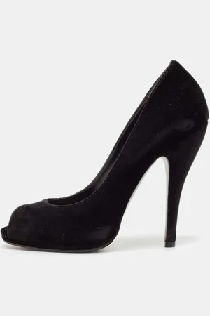 Gucci Velvet Peep Toe Pumps Size 38.5
