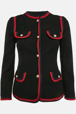 Gucci Silk Blend Button Detail Contrast Trimmed Jacket XS