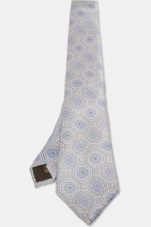 LOUIS VUITTON Quatrefoil Pattern Print Silk Tie