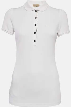 Burberry Cotton Pique Puff Sleeve Polo T-Shirt S