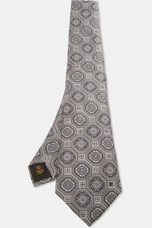 LOUIS VUITTON Quatrefoil Pattern Print Silk Traditional Tie