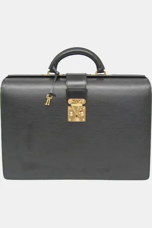 LOUIS VUITTON /Noir Epi Leather Serviette Fermoir Briefcase