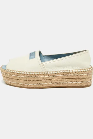 Prada Leather Open Toe Platform Espadrilles Size 36.5