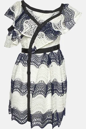 Self-Portrait Wavy Guipure Lace Mini Dress S