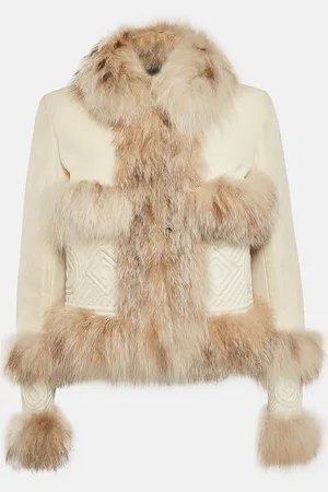 Loewe Off- Leather Fur Detail Jacket S
