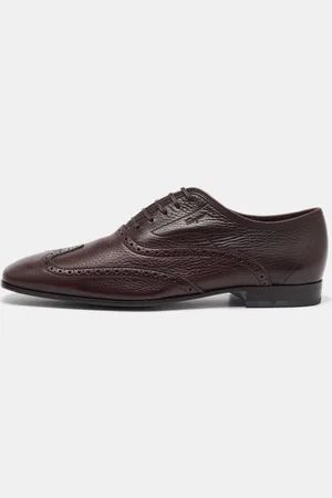 Salvatore Ferragamo Dark Leather Brogue Wingtip Oxfords Size 41.5