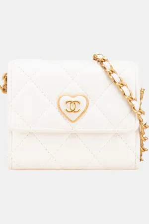 CHANEL Lambskin Leather Coco Love Card Holder on Chain