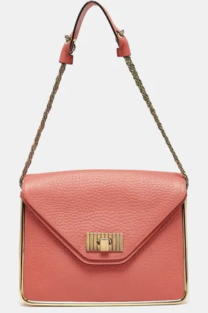 Chloé English Rose Pebbled Leather Medium Sally Flap Shoulder Bag