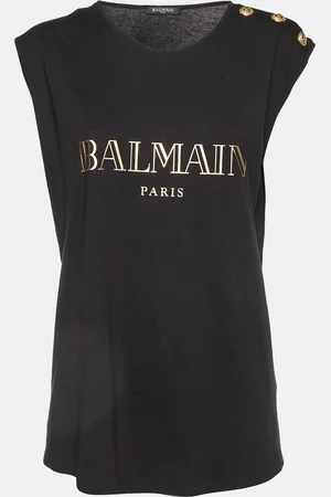 Balmain Logo Print Jersey Sleeveless T-Shirt L
