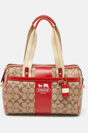 Coach /Orange Signature Coated Canvas and Leather Duffel Bag
