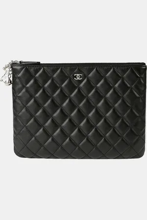 CHANEL Leather New Medium CC Logo Clutch
