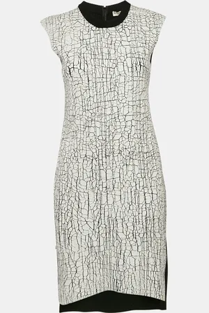 Balenciaga White Paint Coated Wool Knit Sleeveless Short Dress M