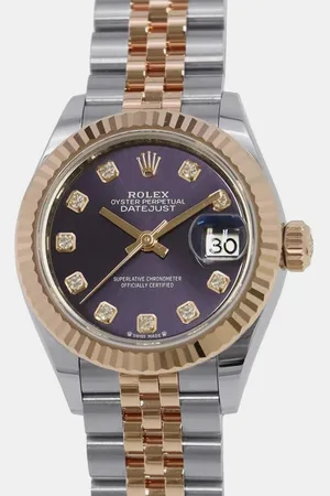 Rolex Aubergine Diamond 18k Rose Gold Stainless Steel Datejust 279171 Automatic Women