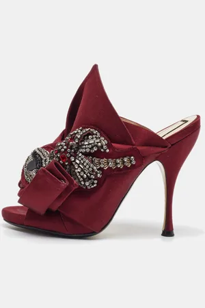 Nº21 Satin Crystal Embellished Knot Mules Size 38