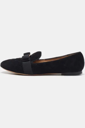 Salvatore Ferragamo Suede Vara Bow Smoking Slippers Size 40.5