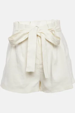ALICE+OLIVIA Off Linen Blend Pleated Shorts S