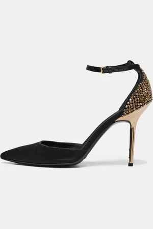 Burberry Satin Alanson Embellished Mary Jane Pumps Size 37.5