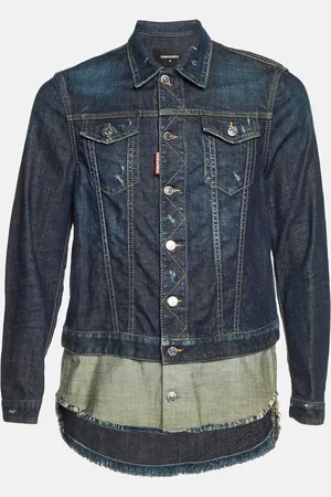 Dsquared2 Navy Raw Edge Layered Denim Jacket M