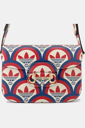 Gucci White/Red/ Leather Adidas Collaboration Horsebit Shoulder Bag