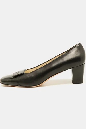 Salvatore Ferragamo Leather Bow Block Heel Pumps Size 37