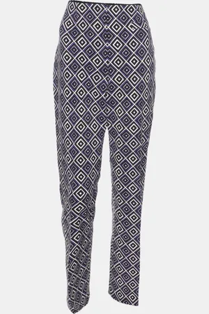 Prada Diamond Print Silk And Wool Blend Pants M