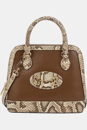 Gucci Small Leather Python Trim Horsebit 1955 Top Handle Bag