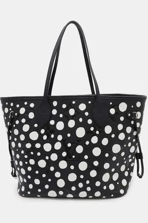 LOUIS VUITTON Noir/Blanc Monogram Empreinte Leather Infinity Dot Neverfull MM Tote Bag