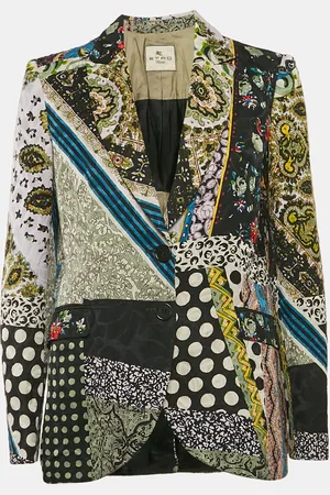 Etro Vintage Printed Cotton Blend Single Breasted Blazer M