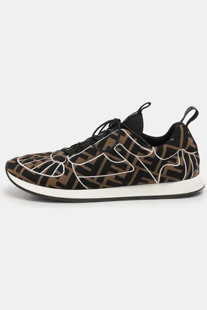 Fendi /Black Zucca Fabric FFreedom Sneakers Size 37.5