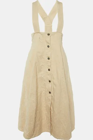 Dior Light Distressed Cotton Pinafore Dress M