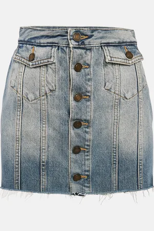 Saint Laurent Washed Denim Mini Skirt S Waist 25"