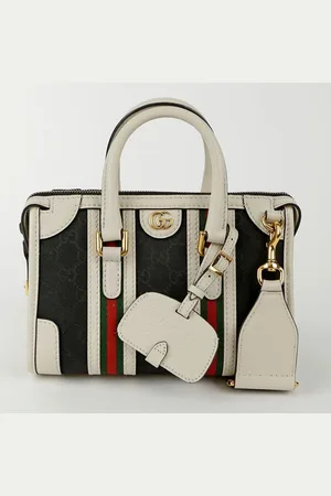 Gucci GG Canvas with Leather Mini Double G Web Top Handle Bag