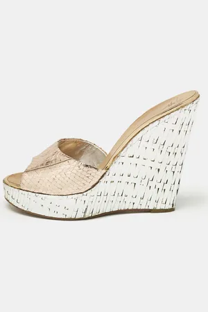 Giuseppe Zanotti Snakeskin Embossed Leather Platform Wedge Sandals Size 40