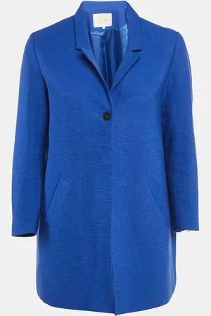 Maje Navy Textured Cotton Blend Overcoat S