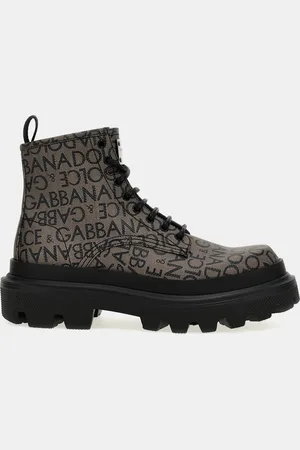 Dolce & Gabbana Jacquard Logo Combat Boots IT 39.5