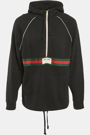 Gucci Cotton Jersey Web Detail Hooded Sweatshirt M