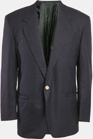 VERSACE Navy Patterned Single Breasted Blazer M