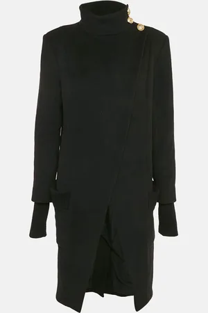 Balmain Wool Felt High Neck Coat M