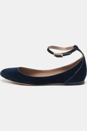 Chloé Velvet Ankle Strap Ballet Flats Size 38