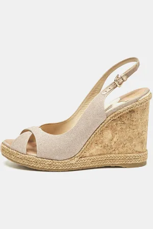 Jimmy Choo Metallic Glitter Amely Wedge Sandals Size 39