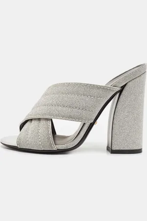Gucci Glitter Webby Criss Cross Slide Sandals Size 37.5