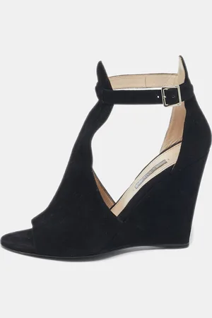 Prada Suede Wedge Ankle Strap Sandals Size 40