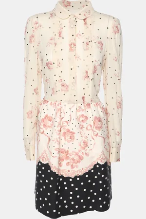 RED Valentino Chiffon and Cotton Long Sleeve Midi Dress M