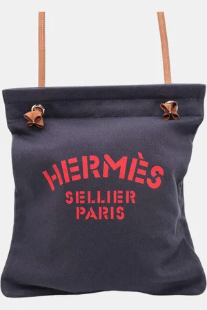 Hermès Indigo/Gold Toile Chevrons and Barenia Leather MM Aline Bag