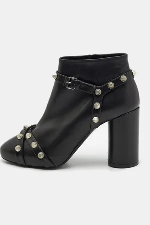 Balenciaga Leather Studded Zip Ankle Boots Size 37