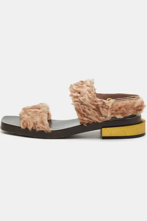 Gucci Fur Slingback Sandals Size 37