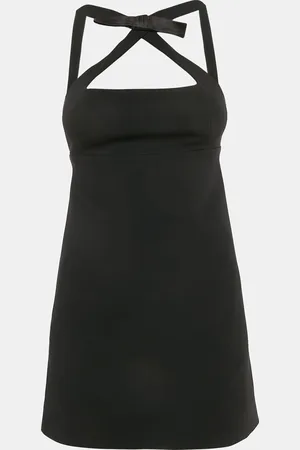 Miu Miu Stretch Crepe Bow Detail Open-Back Mini Dress XS