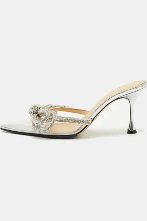 Mach & Mach PVC Crystal Embellished Double Bow Mules Size 38