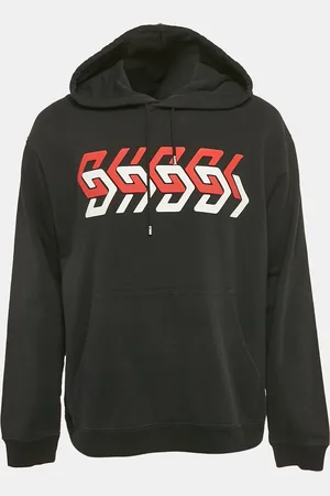 Gucci Logo Print Cotton Knit Hoodie L