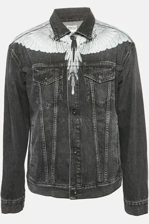 MARCELO BURLON Denim Wings Print Button Front Jacket L